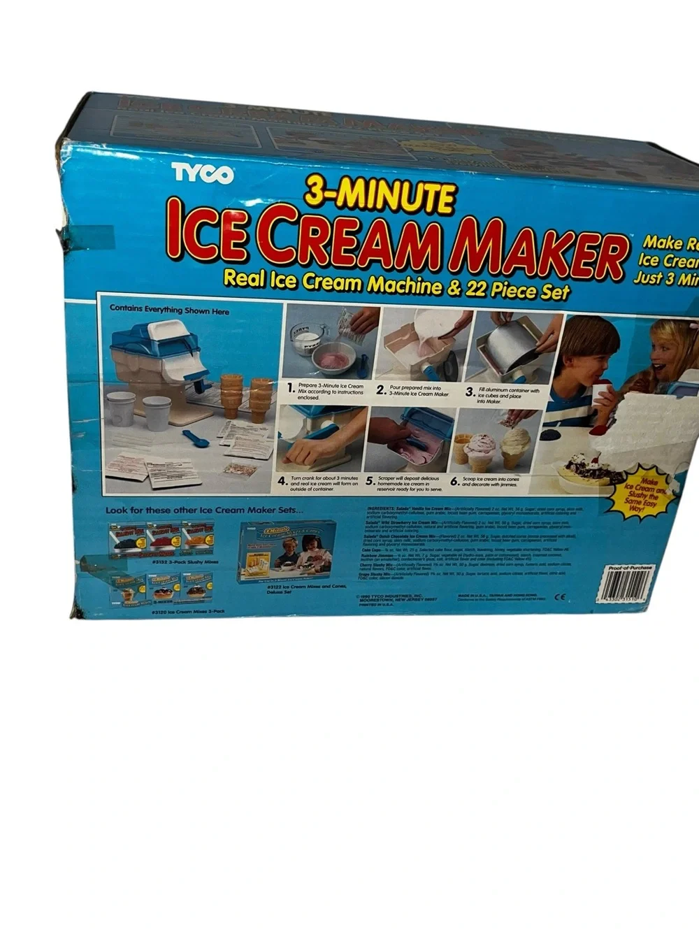Vintage Tyco kids toy real 3-Minute Ice Cream Maker complete with box 80s 90s